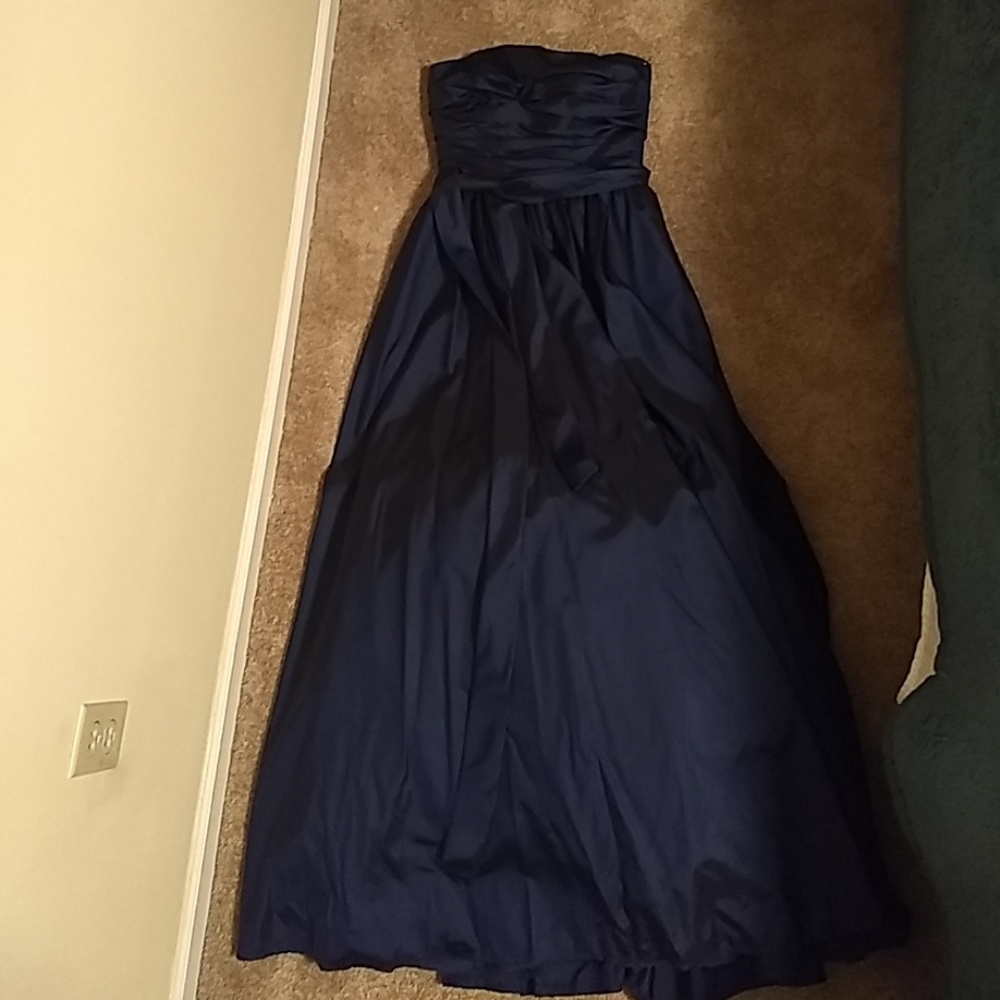 3 Navy Bridesmaids dresses with belts